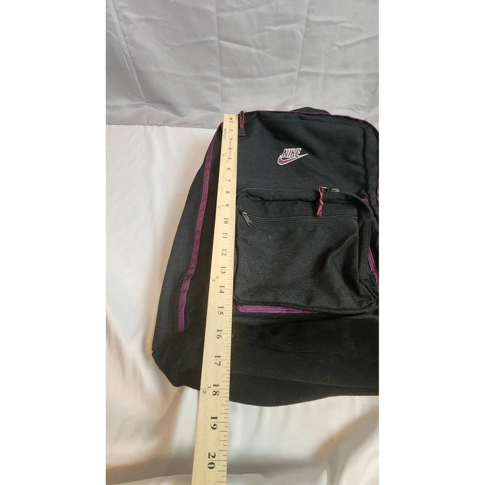 Vintage Nike 90s Backpack Black Purple Suede Bottom Daypack Made in Korea Bag